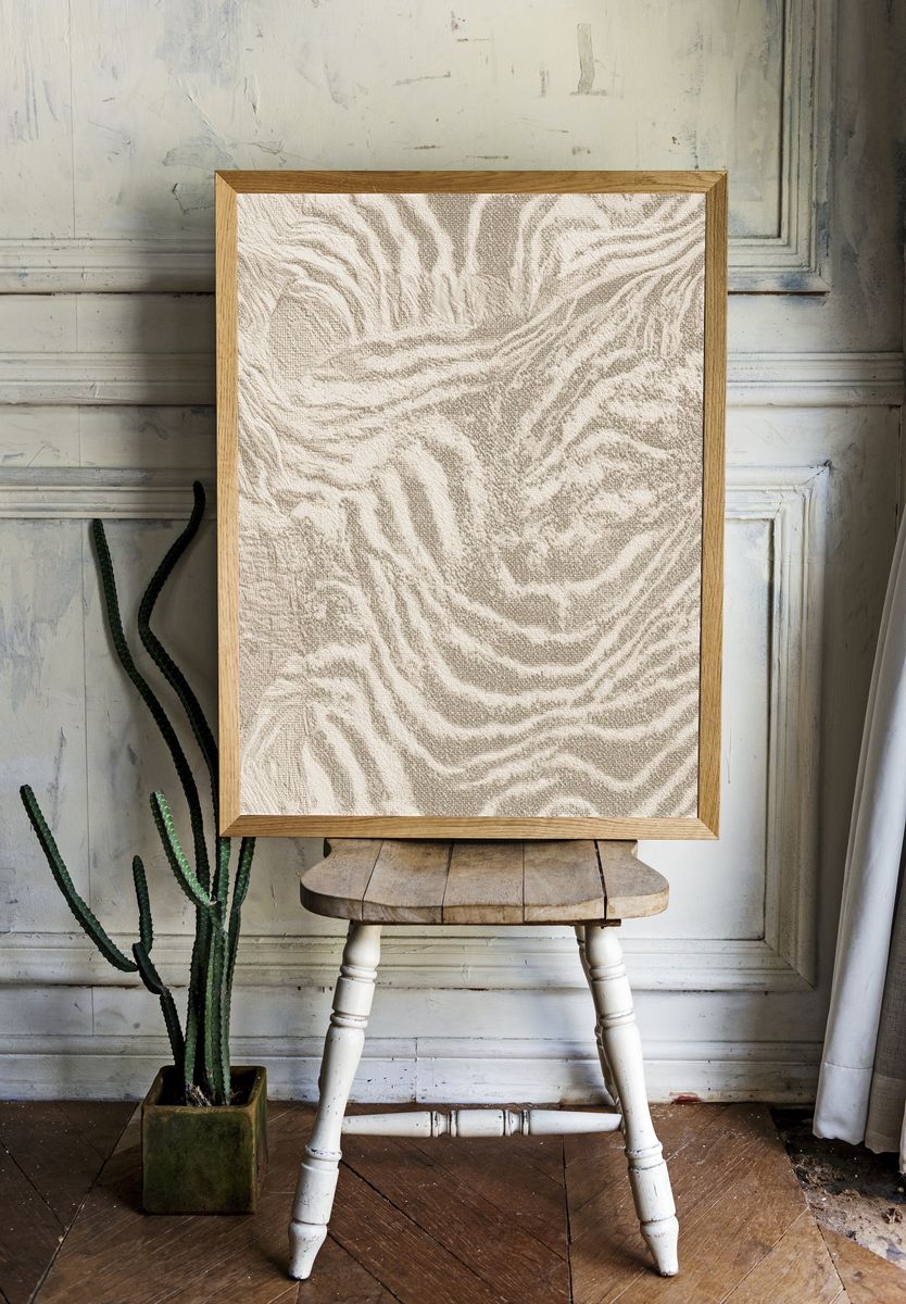 Textured Beige Abstract Print. — room view 1
