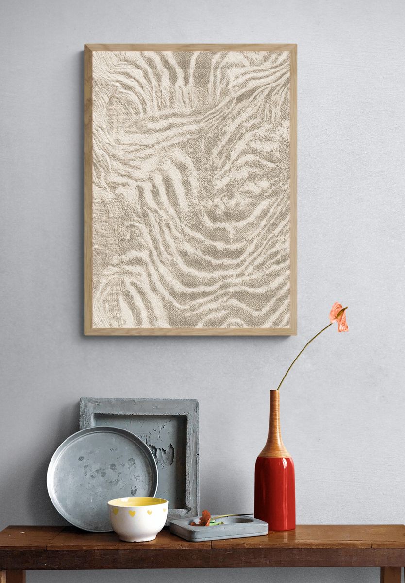 Textured Beige Abstract Print. — room view 3