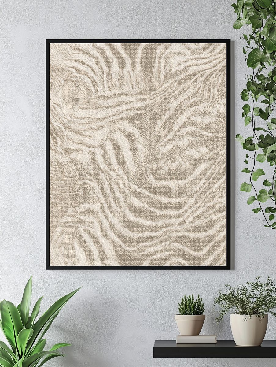 Textured Beige Abstract Print. — room view 4