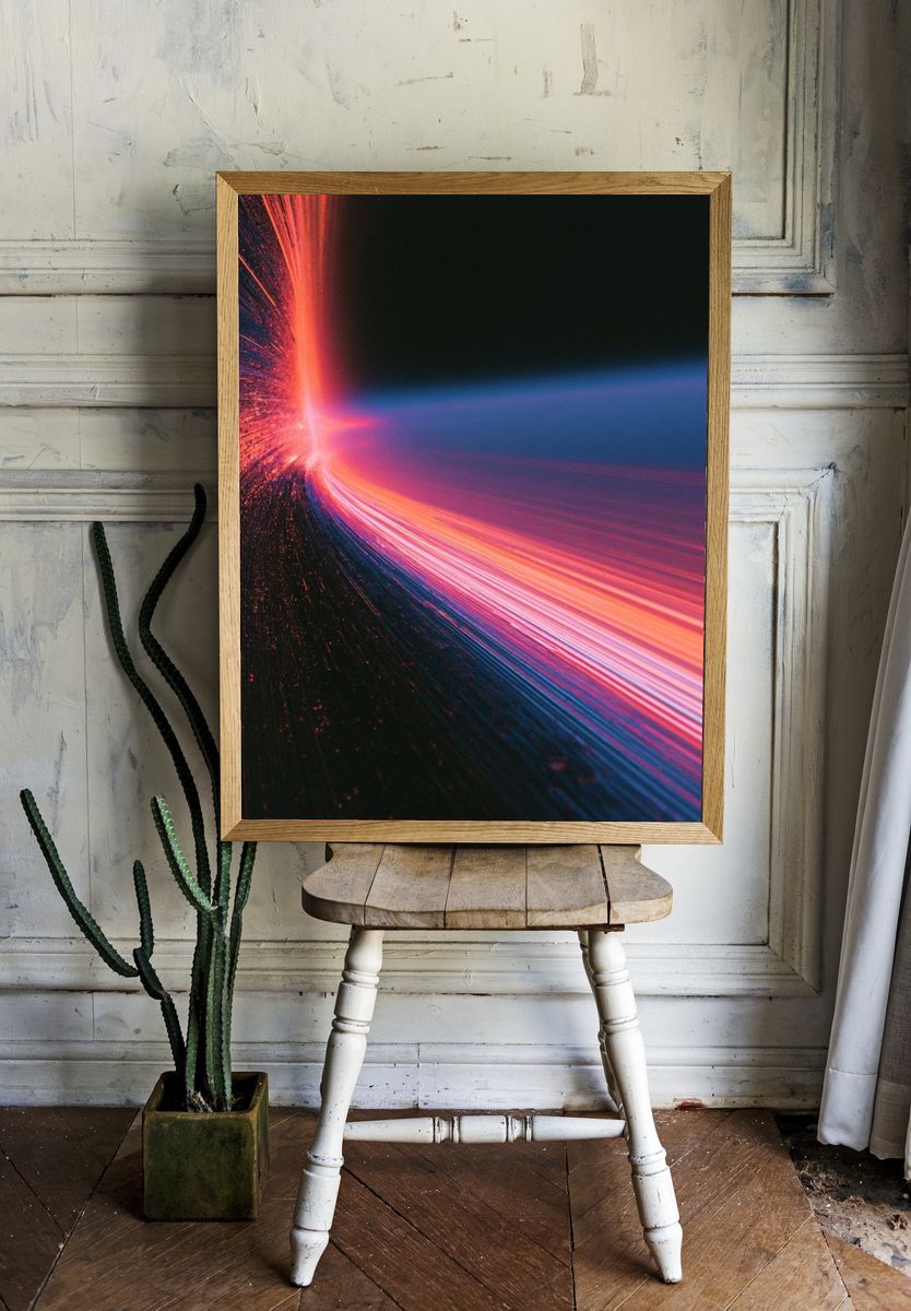 Neon Light Burst Abstract Poster. — room view 1