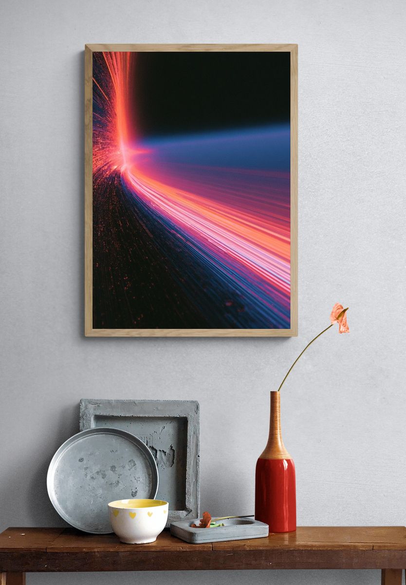 Neon Light Burst Abstract Poster. — room view 3