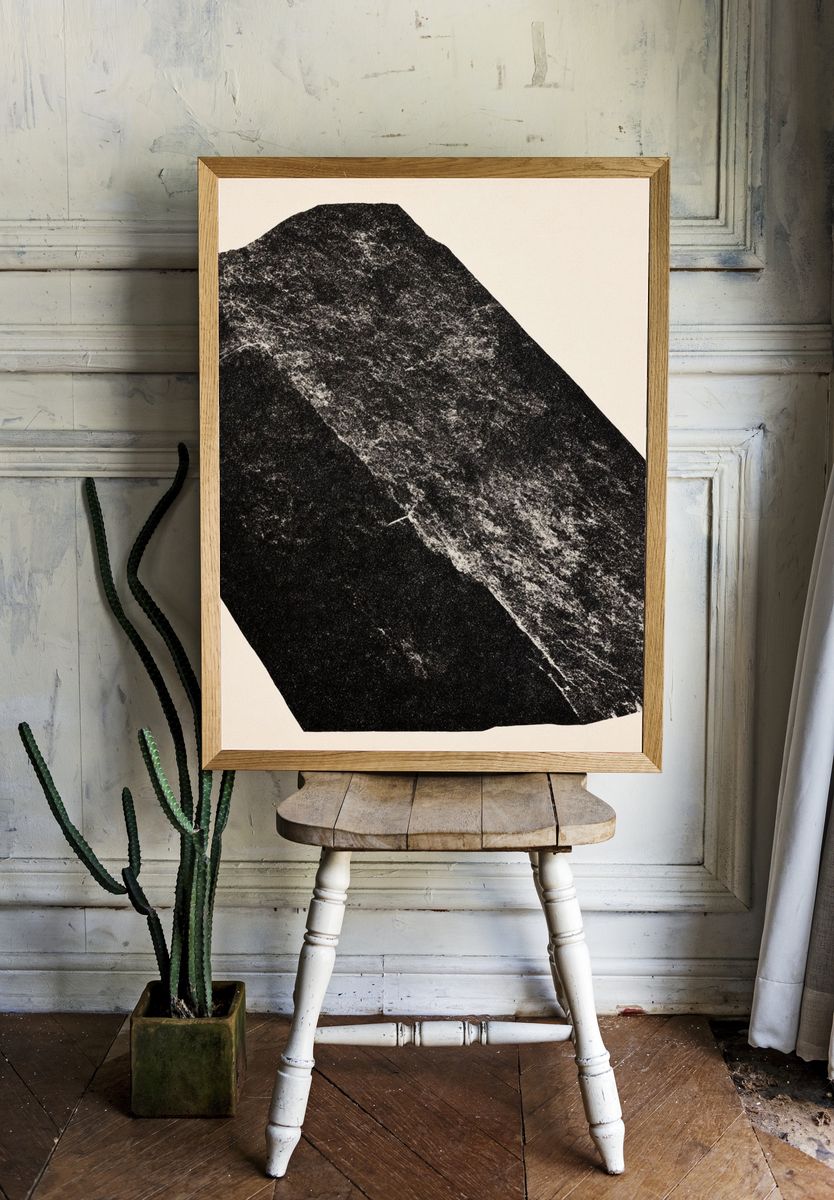 Monochrome Stone Texture Poster. — room view 1