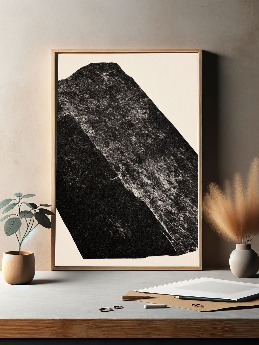 Monochrome Stone Texture Poster. — room view 2