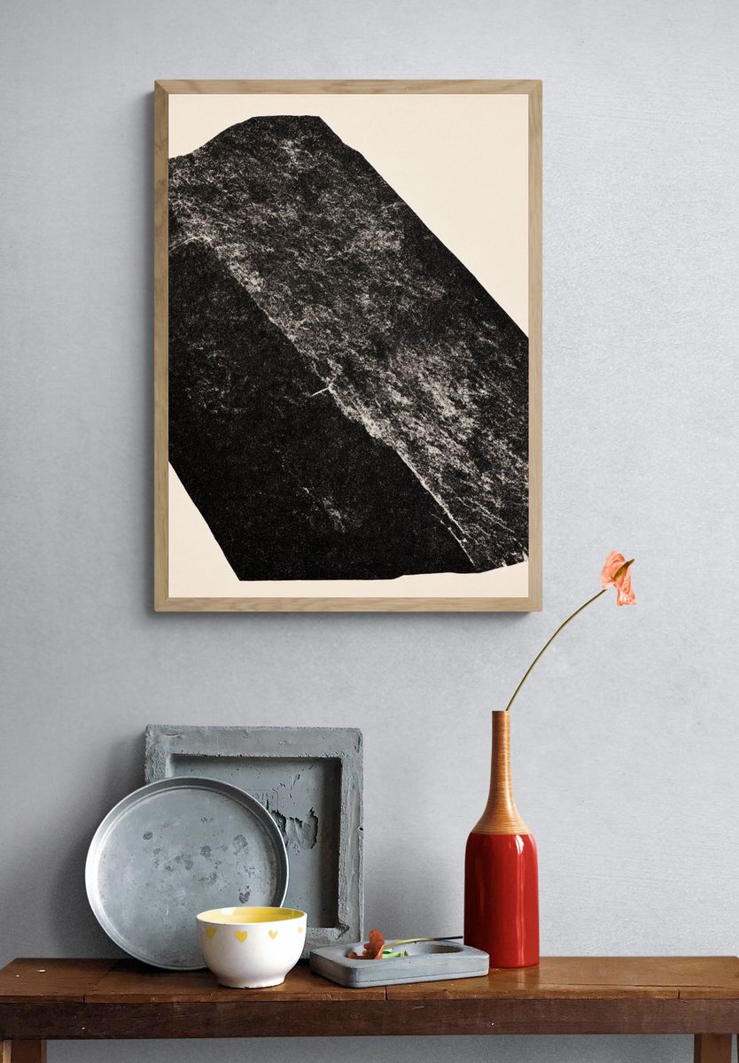 Monochrome Stone Texture Poster. — room view 3