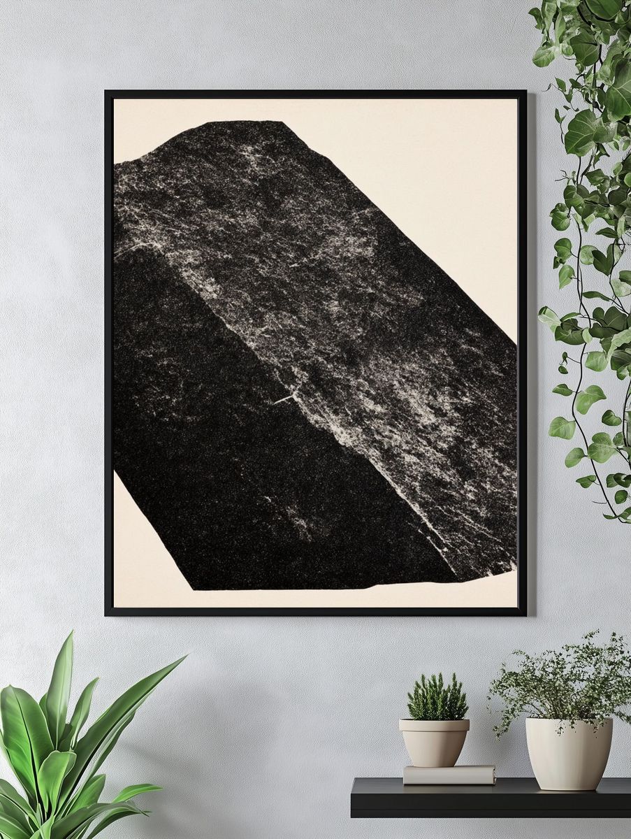 Monochrome Stone Texture Poster. — room view 4