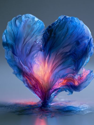 Blue Heart Bloom Abstract Poster.