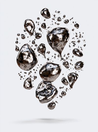Floating Metallic Pebbles Abstract Print. poster print