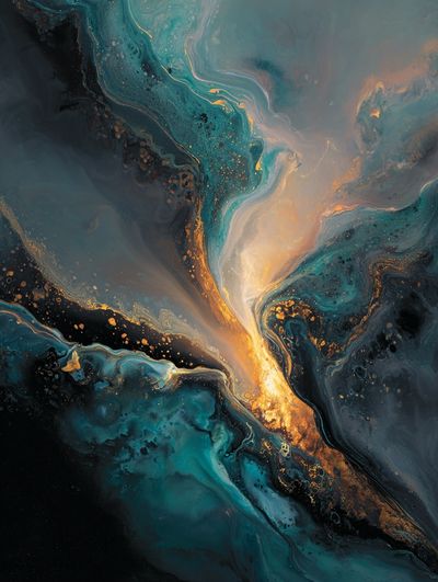 Celestial Teal Abstract Poster.