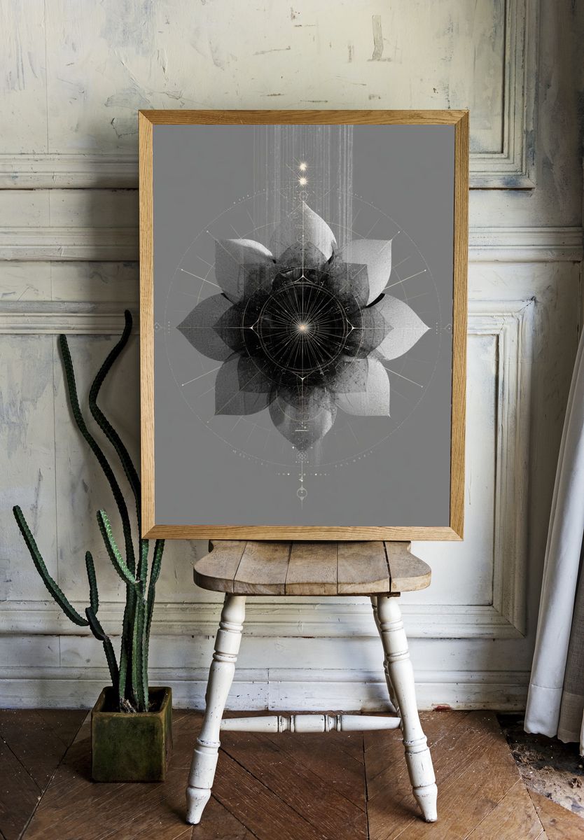 Celestial Lotus Abstract Print. — room view 1