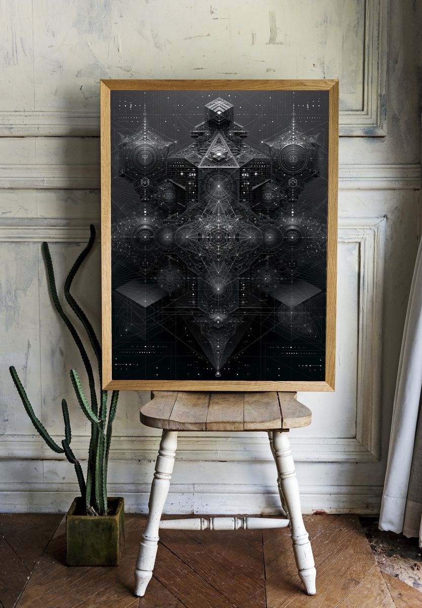 Sacred Geometric Monolith Print. — room view 1