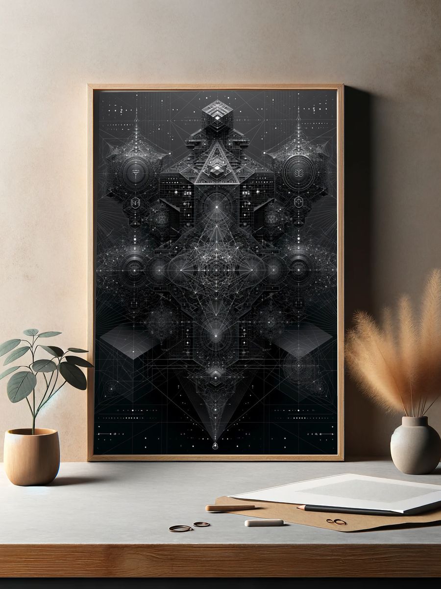 Sacred Geometric Monolith Print. — room view 2