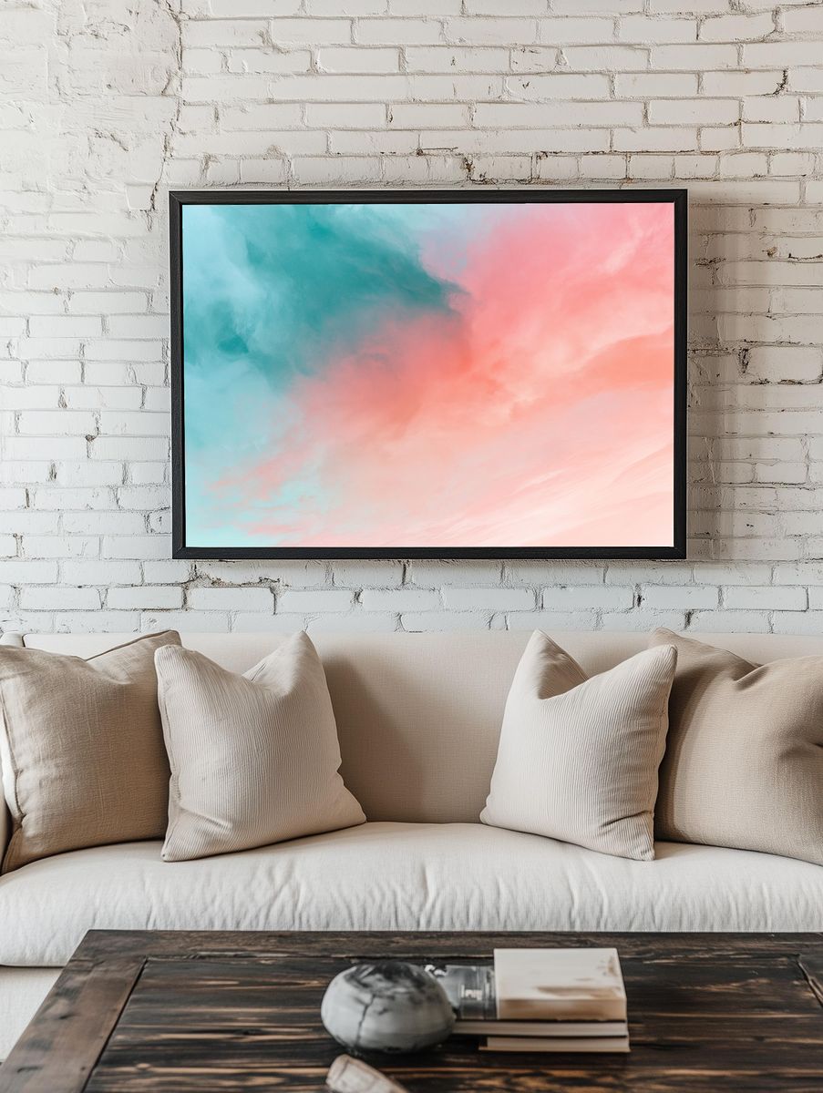 Pastel Cloud Drift Abstract Poster. — room view 1