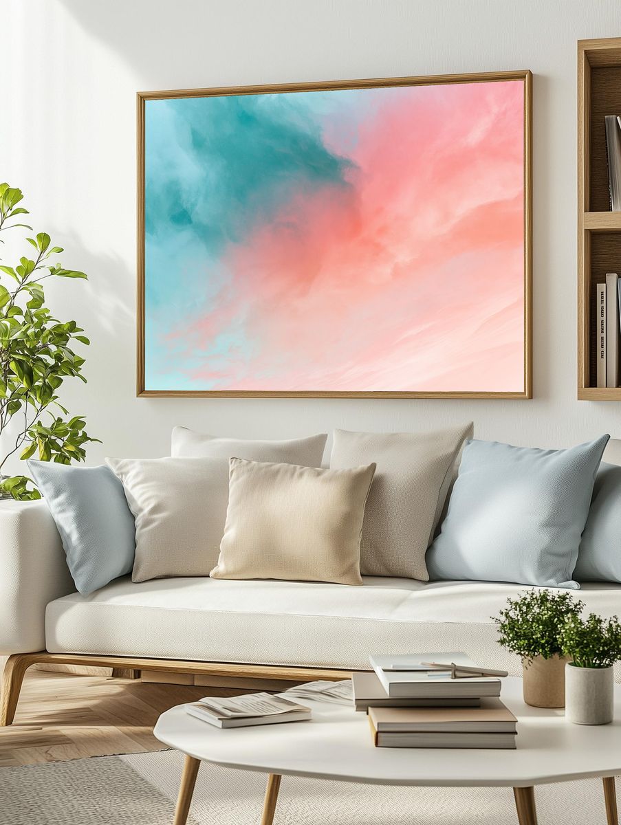 Pastel Cloud Drift Abstract Poster. — room view 2