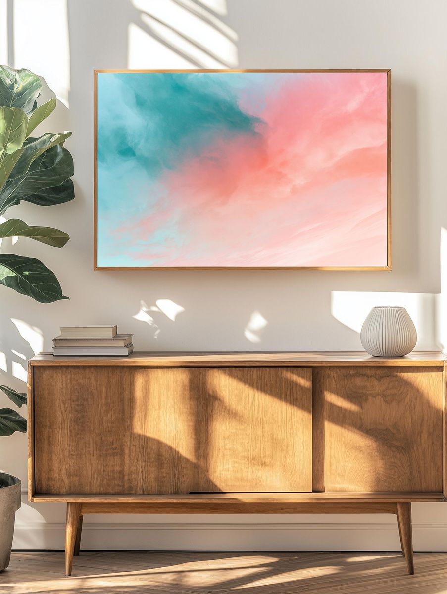Pastel Cloud Drift Abstract Poster. — room view 3