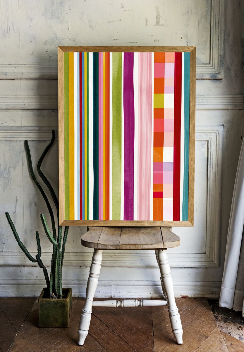 Colorful Vertical Stripes Abstract Poster. room preview