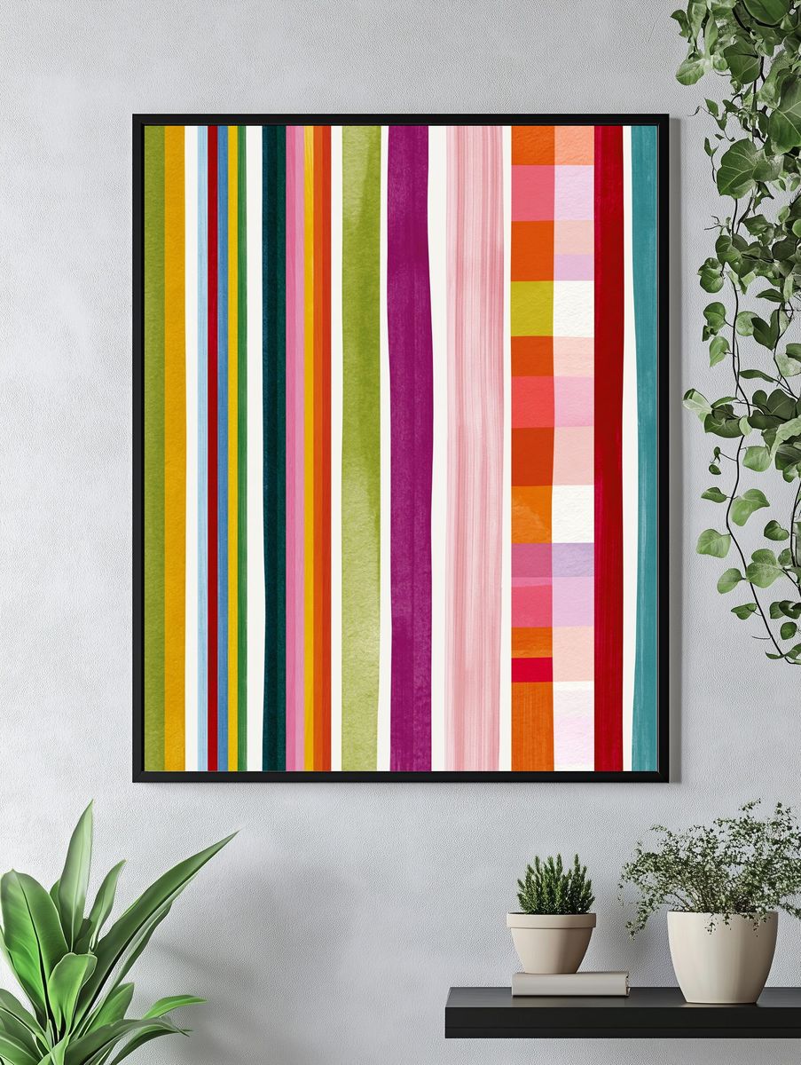Colorful Vertical Stripes Abstract Poster. — room view 4
