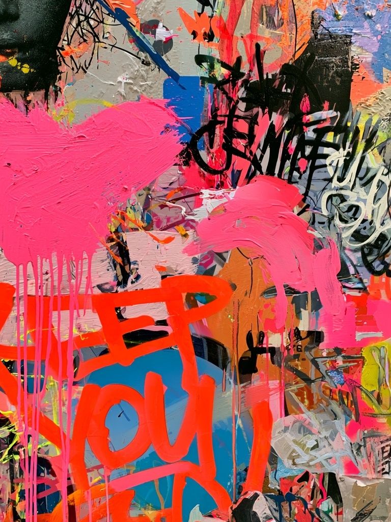 Neon Graffiti Heart Abstract Poster. poster — abstract art