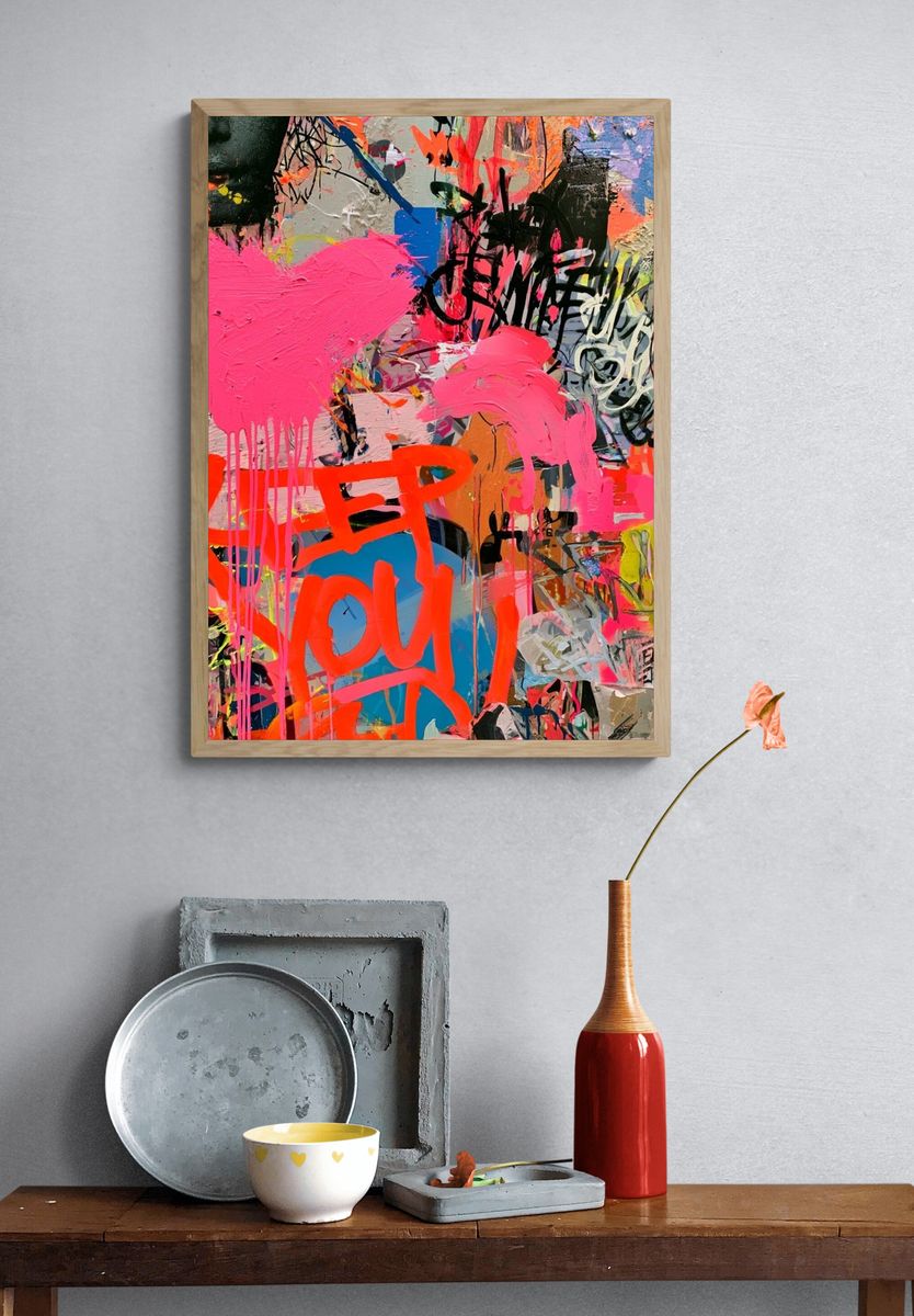 Neon Graffiti Heart Abstract Poster. — room view 3
