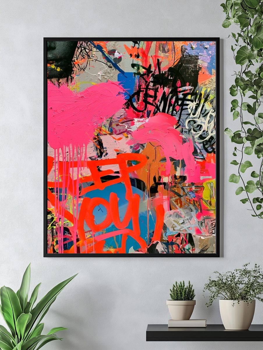 Neon Graffiti Heart Abstract Poster. — room view 4