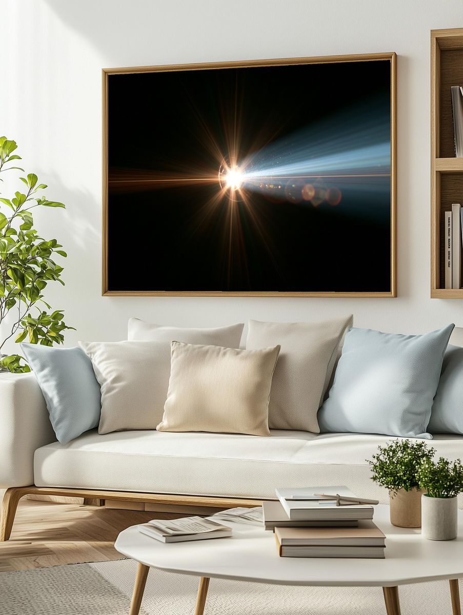 Cosmic Light Burst Abstract Print. — room view 2