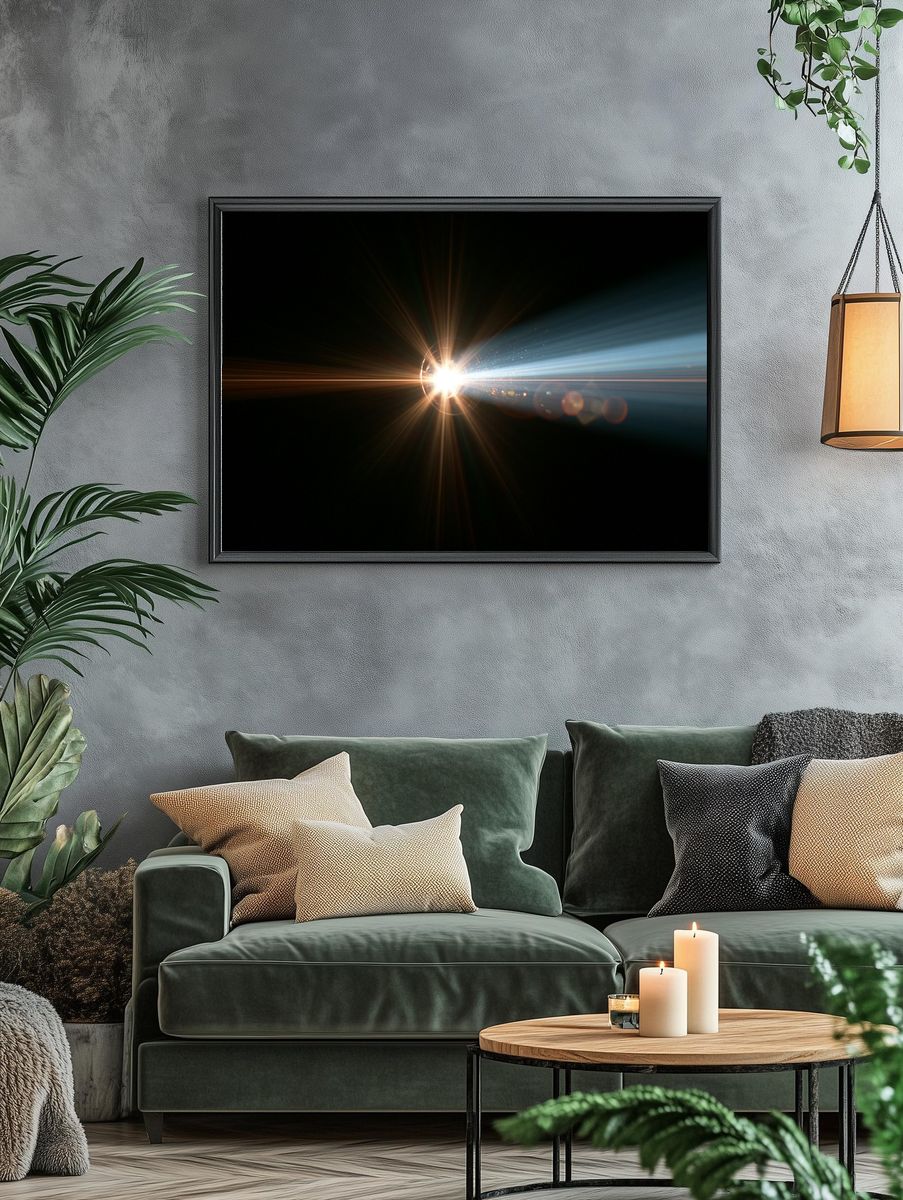 Cosmic Light Burst Abstract Print. — room view 4