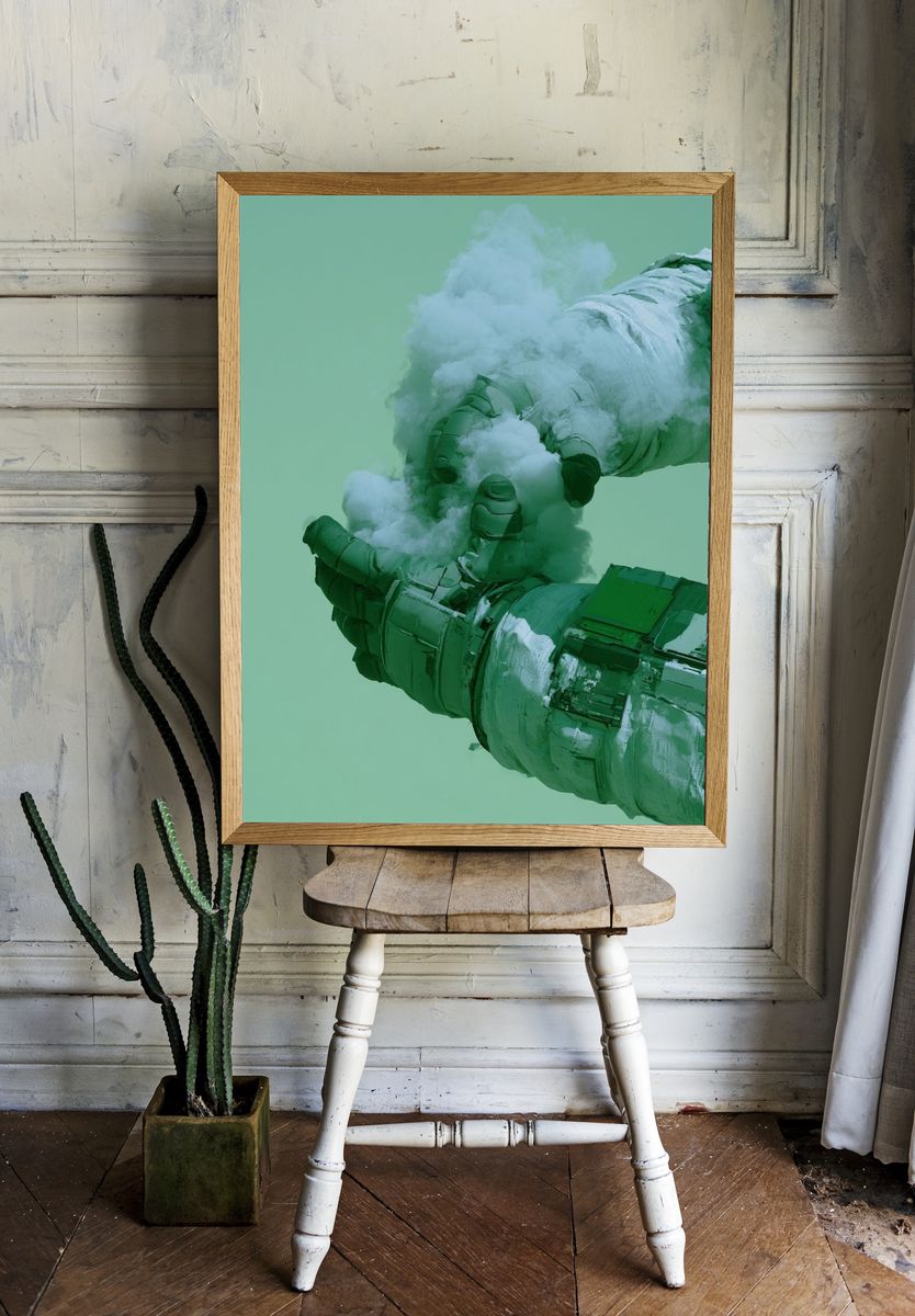 Green Abstract Hands Poster. — room view 1