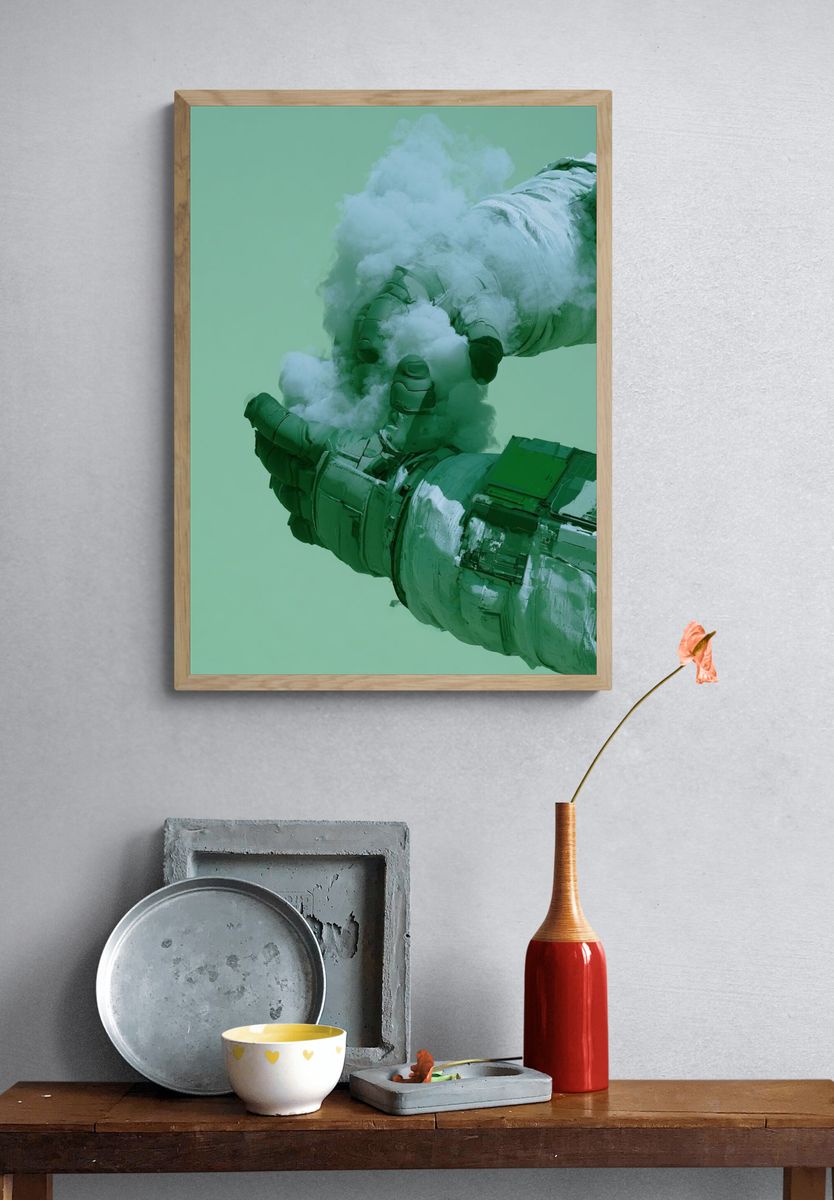 Green Abstract Hands Poster. — room view 3