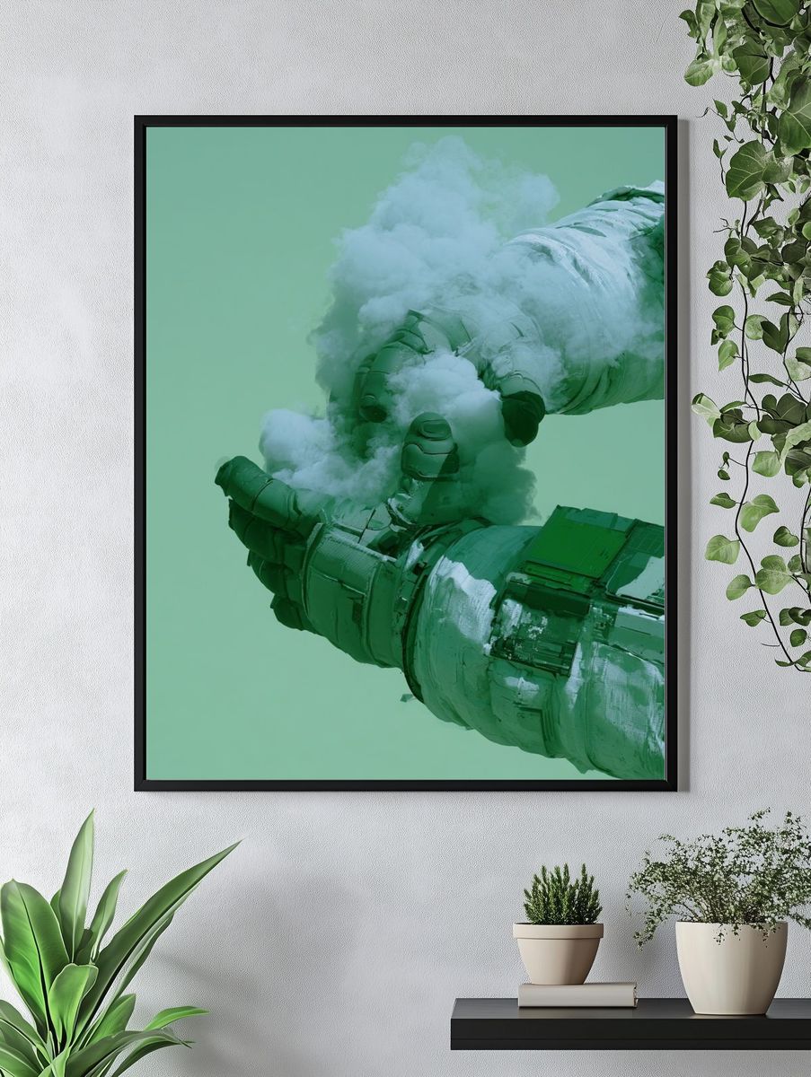 Green Abstract Hands Poster. — room view 4