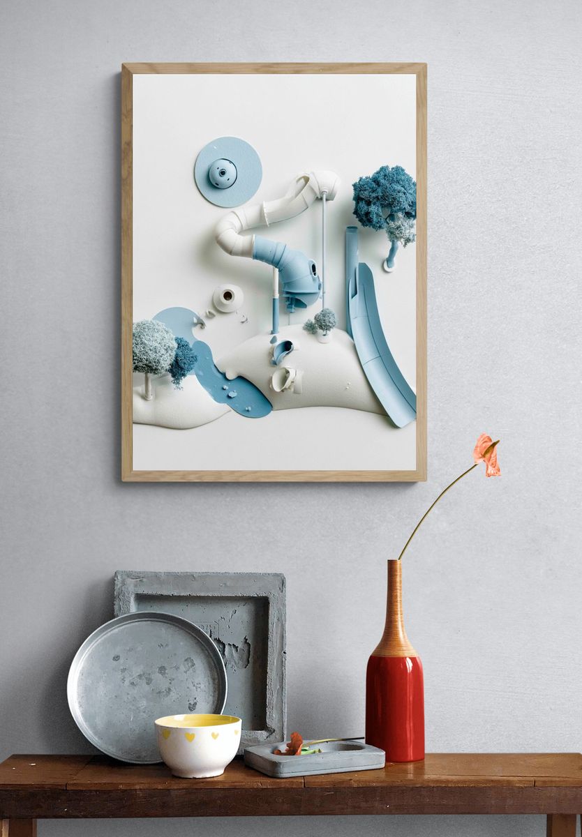 Dreamy Paper Landscape Poster. — room view 3
