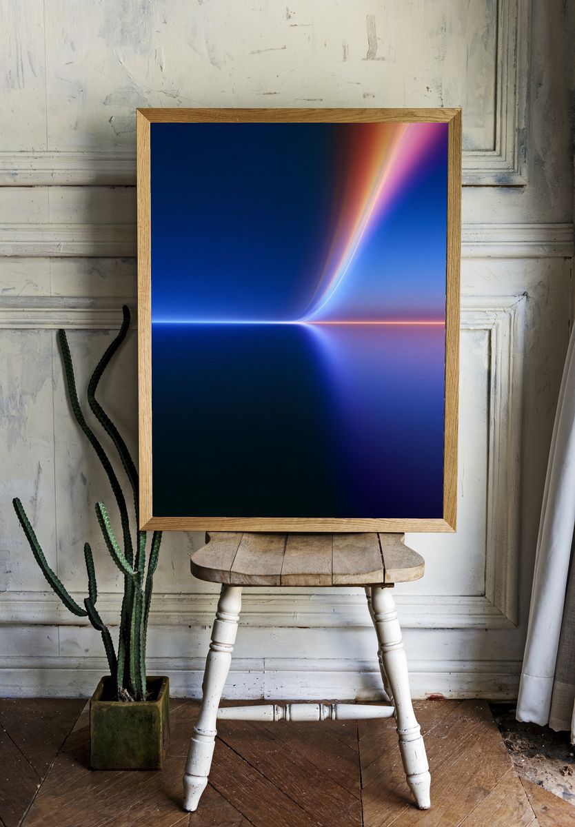 Neon Horizon Abstract Poster. — room view 1