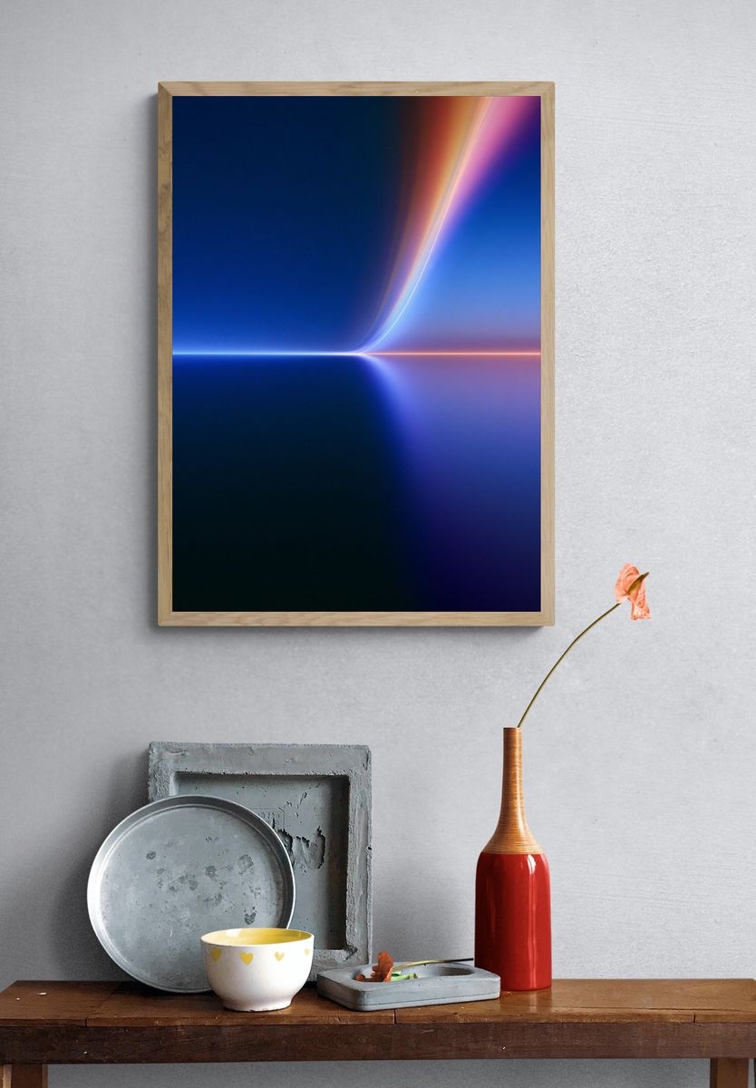 Neon Horizon Abstract Poster. — room view 3