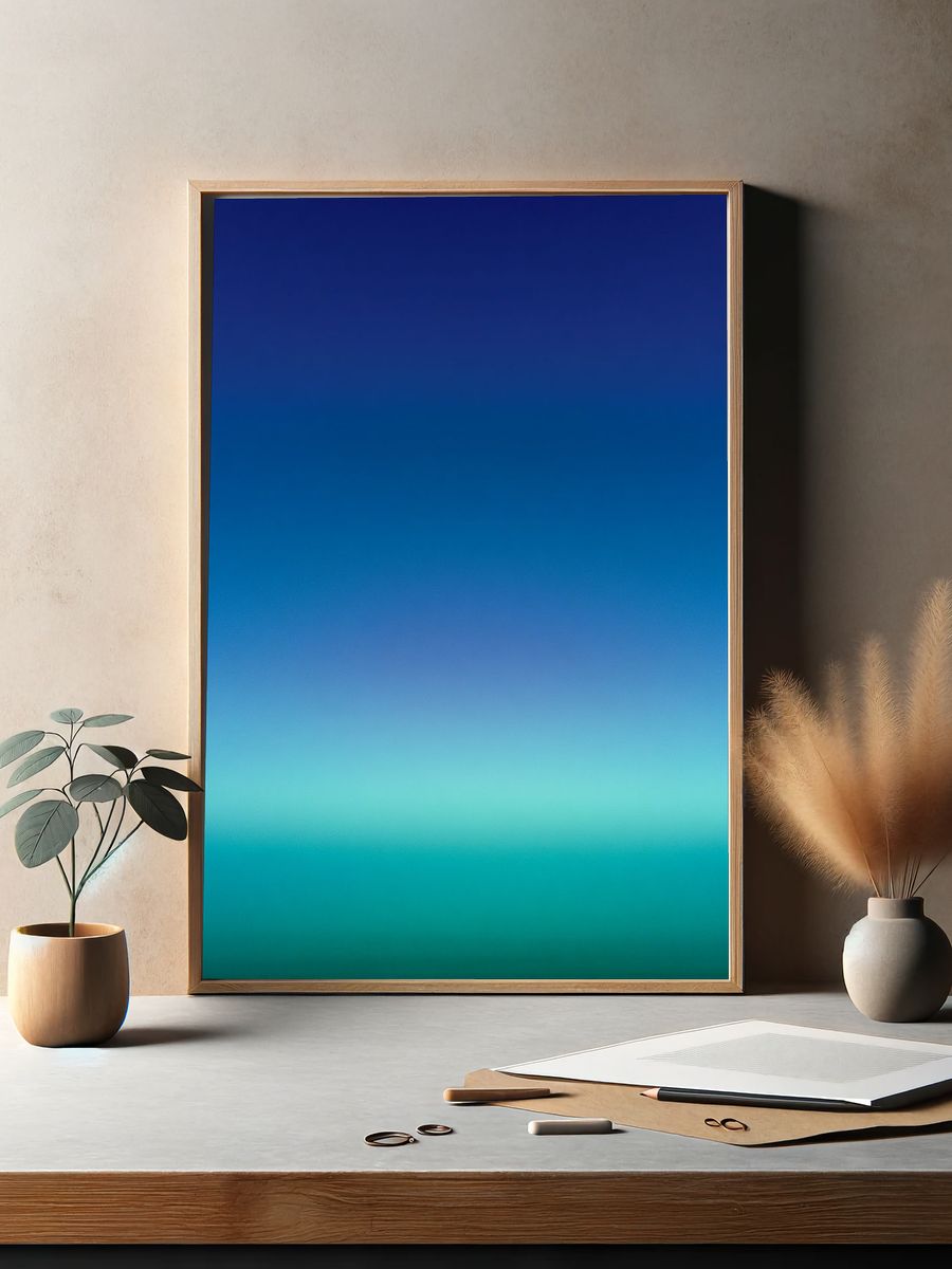 Ocean Horizon Abstract Print. — room view 2