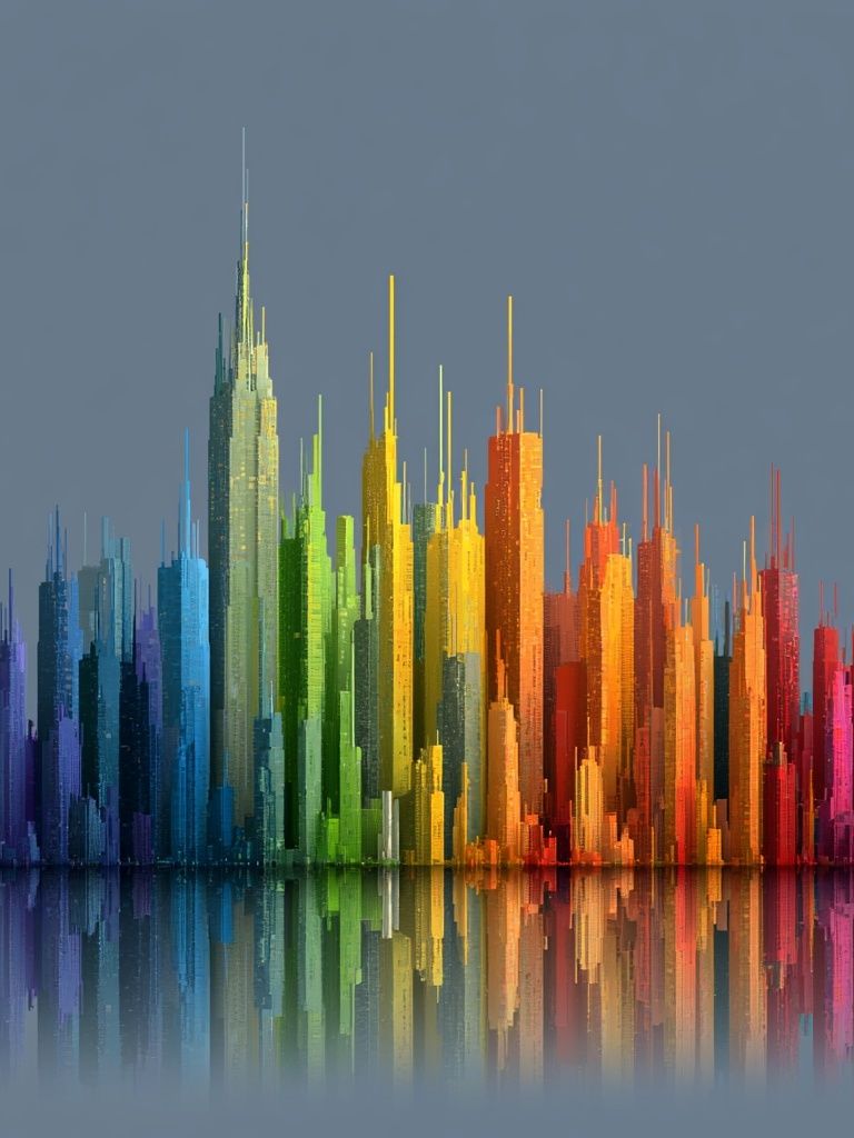 Rainbow Skyline Abstract Poster. poster detail