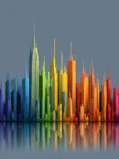 Rainbow Skyline Abstract Poster. poster print