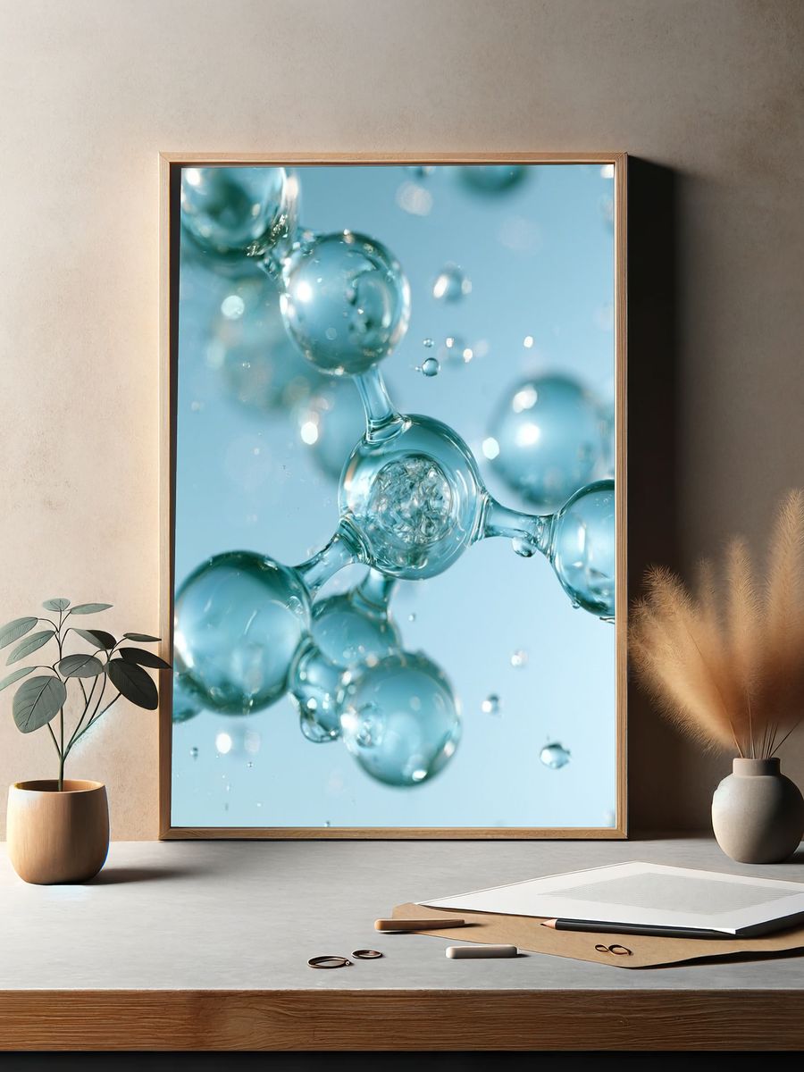 Aqua Molecular Bubbles Abstract Poster. — room view 2