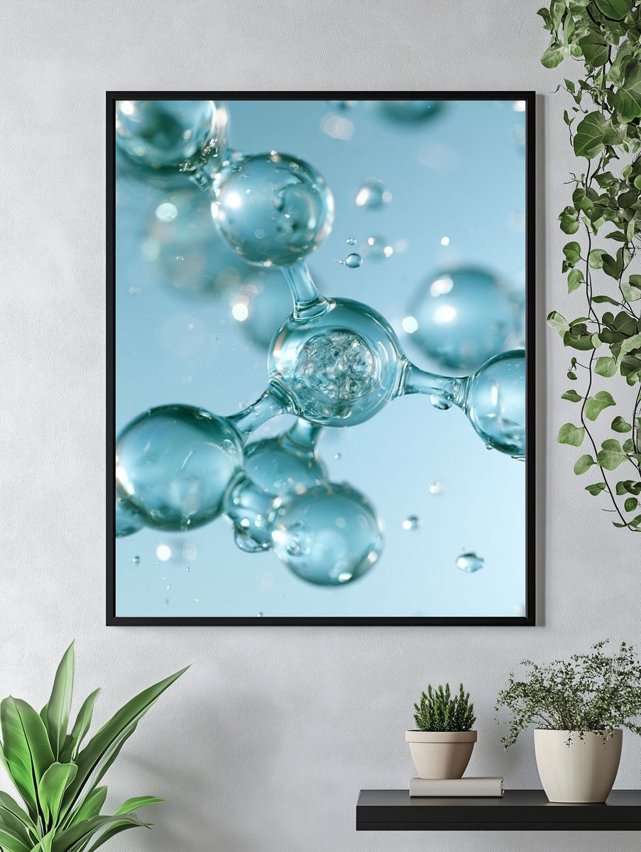 Aqua Molecular Bubbles Abstract Poster. — room view 4