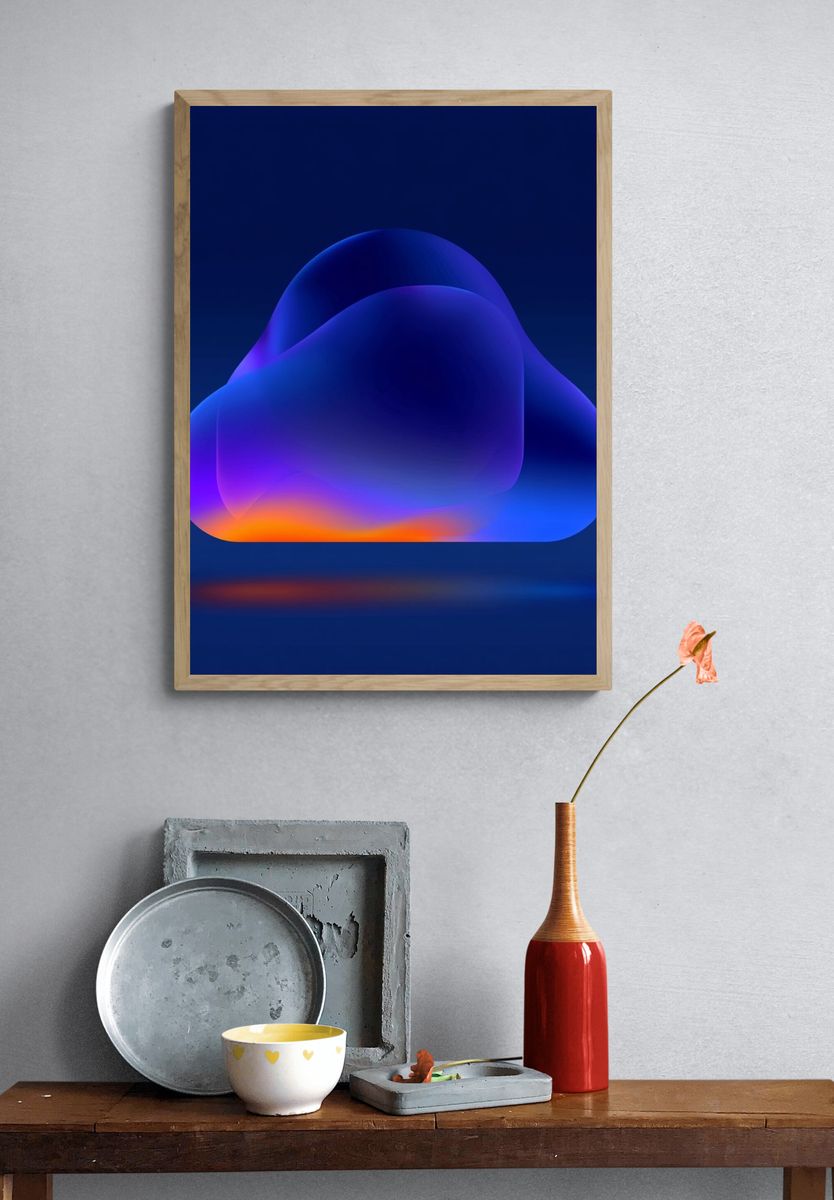 Neon Cloud Abstract Poster. — room view 3