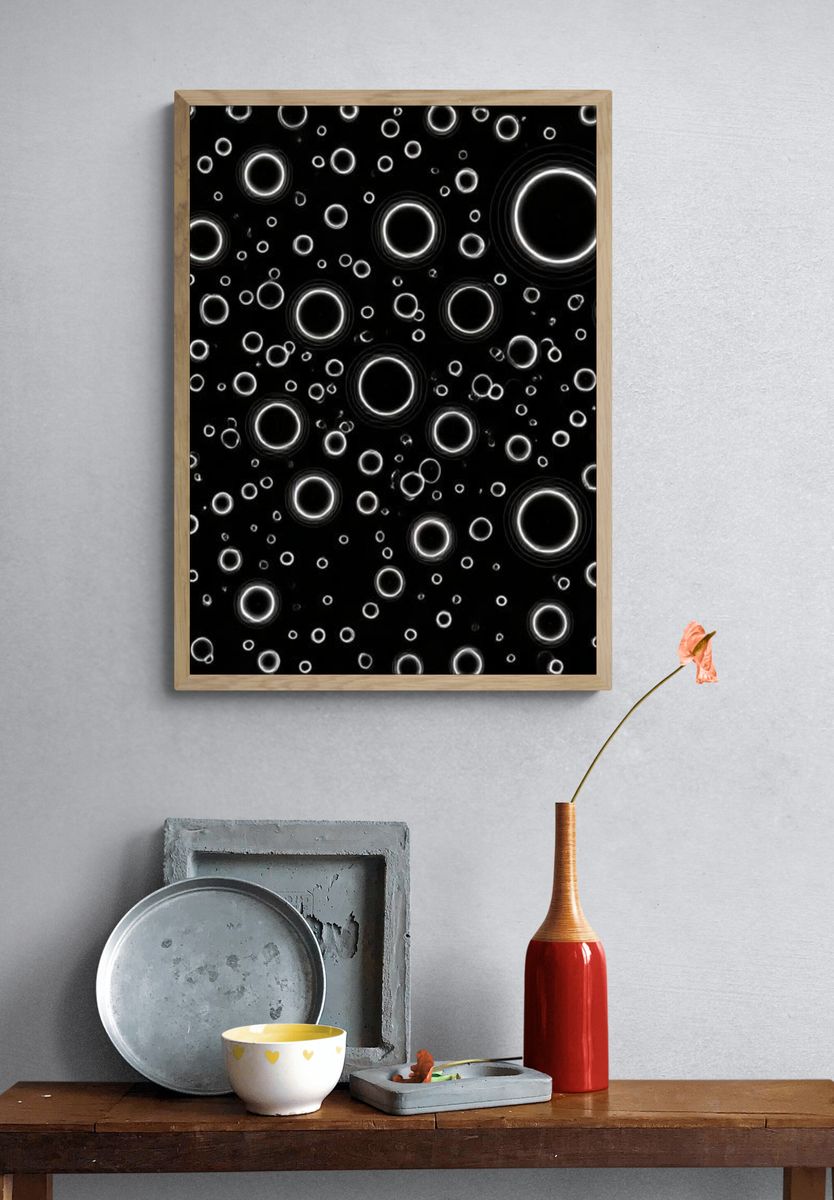 Glowing Rings Abstract Poster. — room view 3