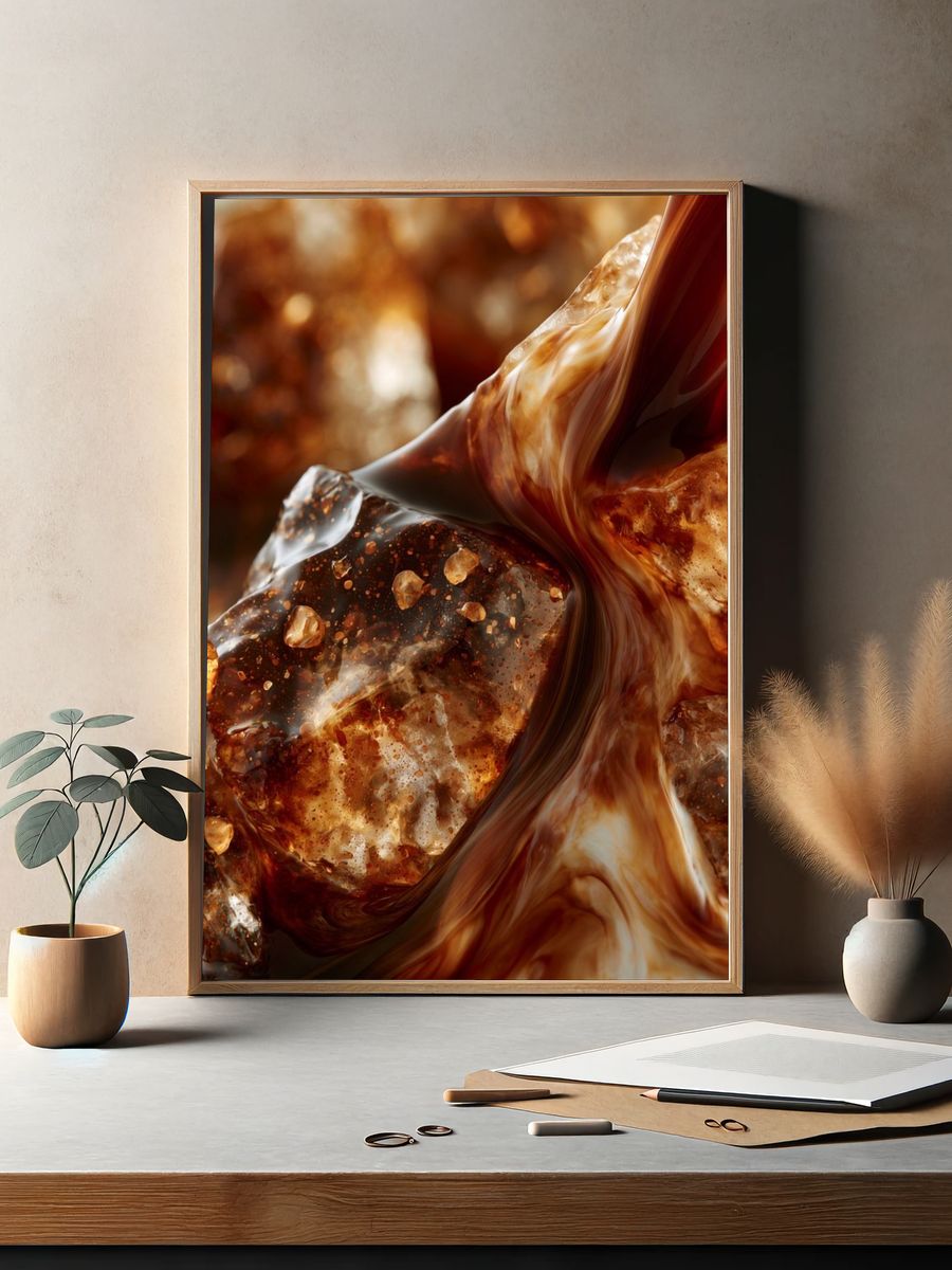 Amber Marble Abstract Poster. — room view 2