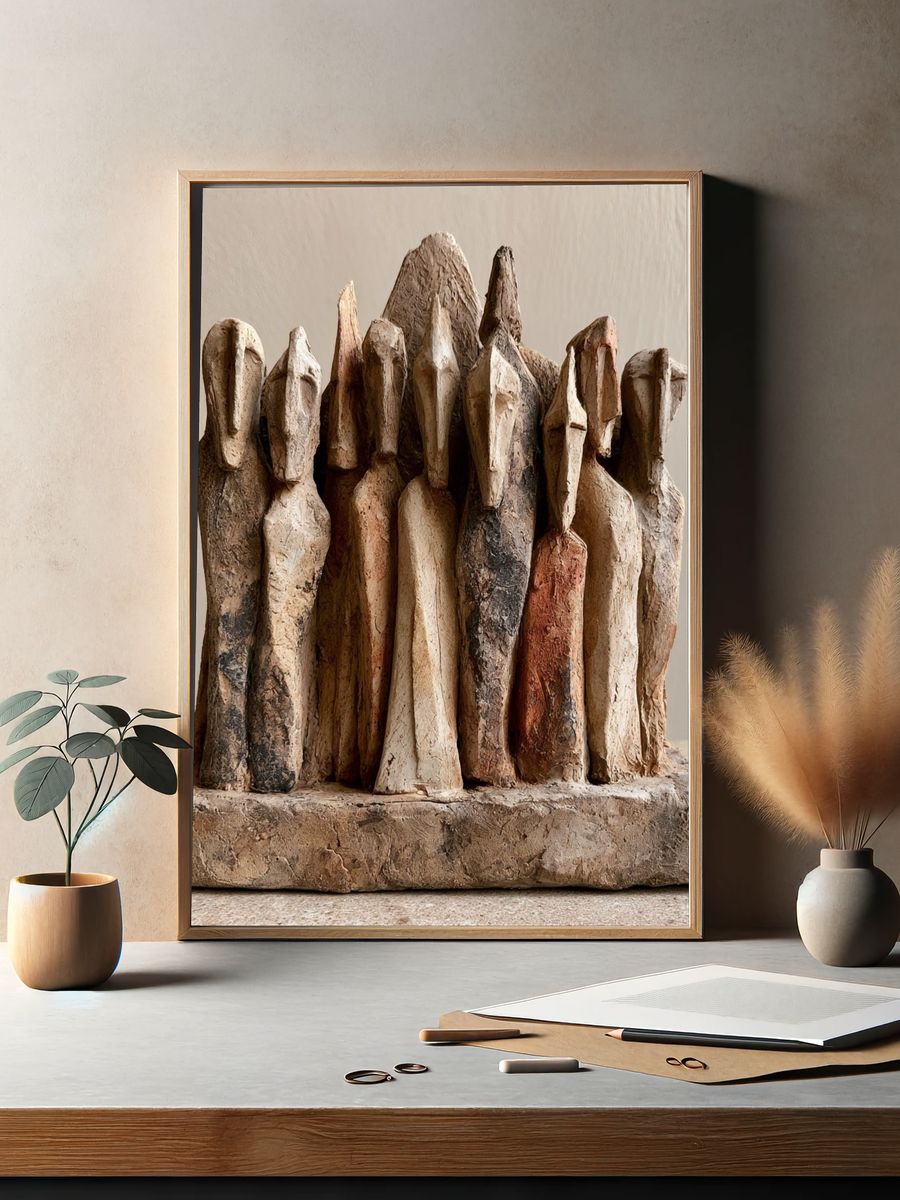 Abstract Clay Figures Poster. — room view 2