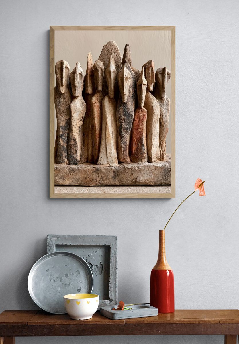 Abstract Clay Figures Poster. — room view 3