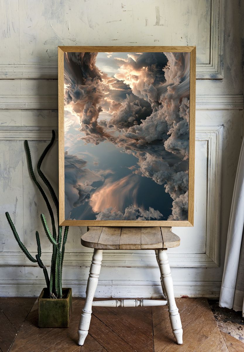 Dreamy Cloudscape Abstract Print. room preview