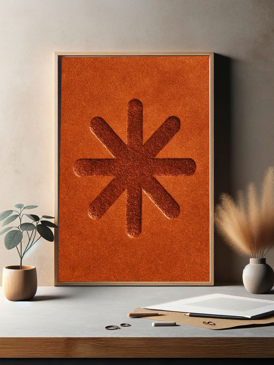Orange Asterisk Abstract Poster. — room view 2