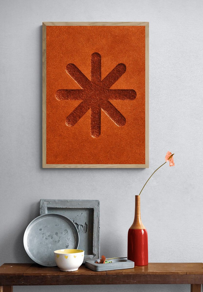 Orange Asterisk Abstract Poster. — room view 3