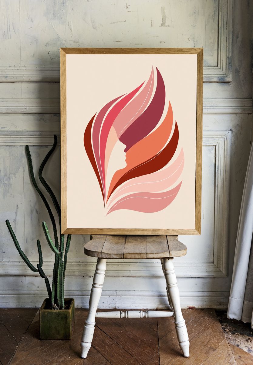 Abstract Flame Silhouette Poster. — room view 1