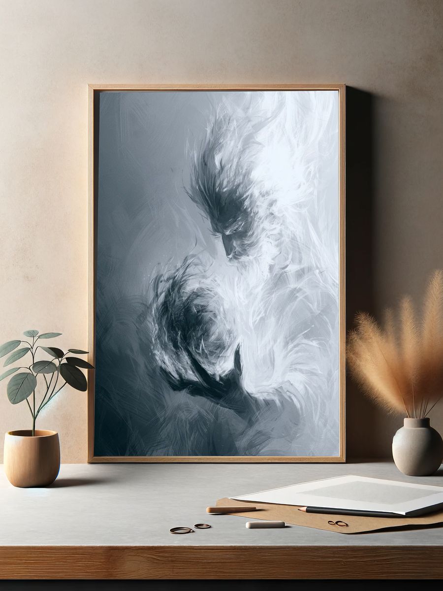 Ethereal Faces Abstract Print. — room view 2