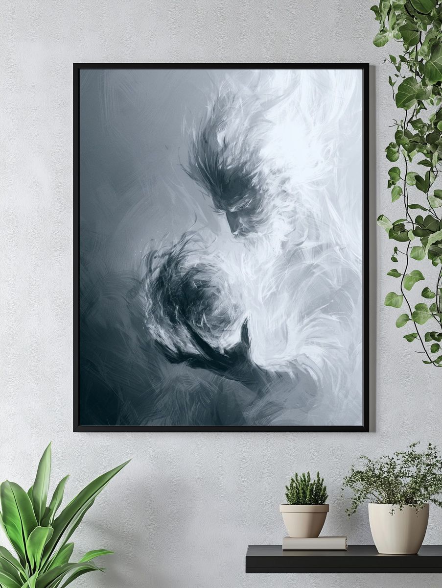 Ethereal Faces Abstract Print. — room view 4