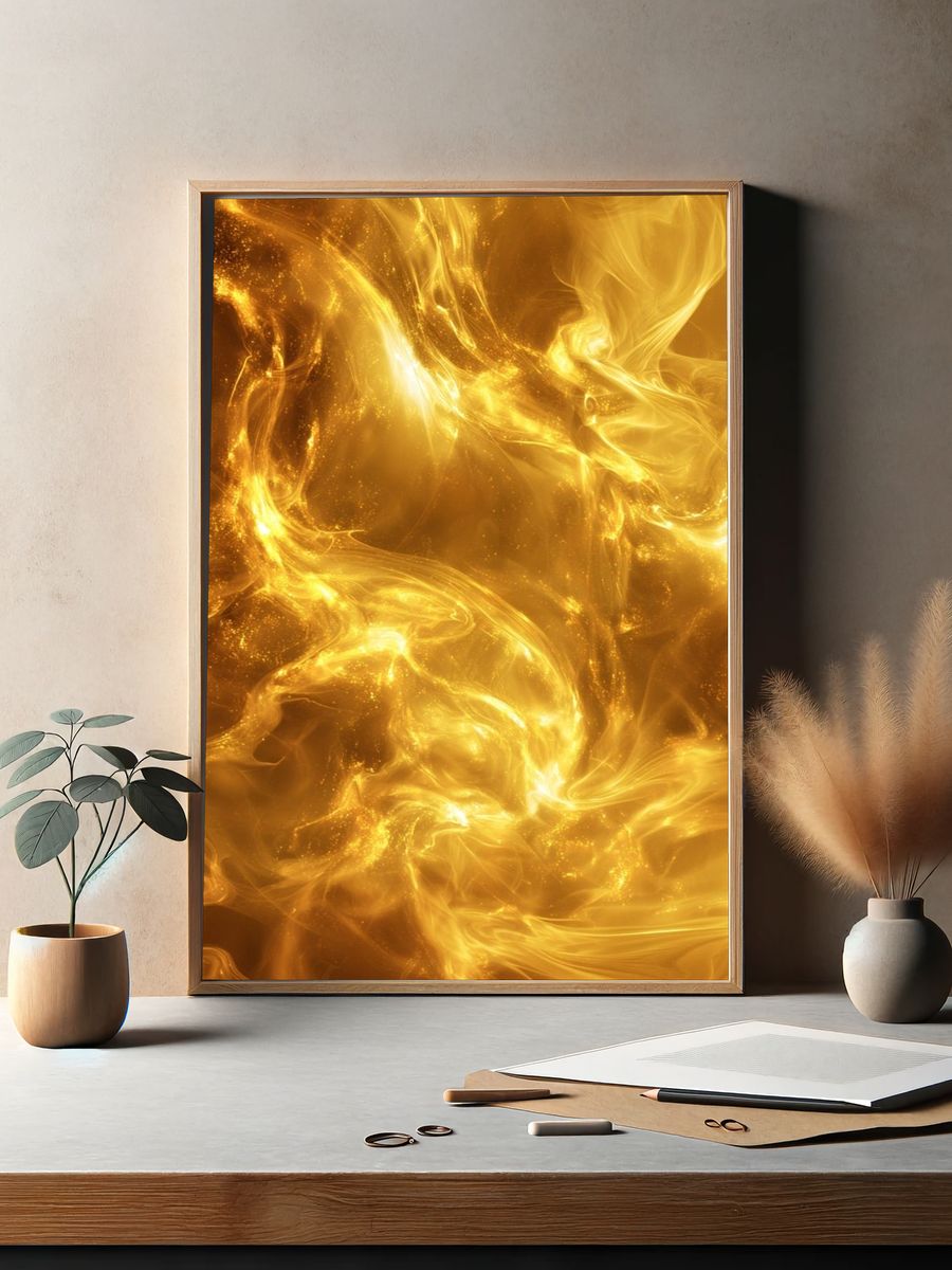 Golden Light Abstract Poster. — room view 2