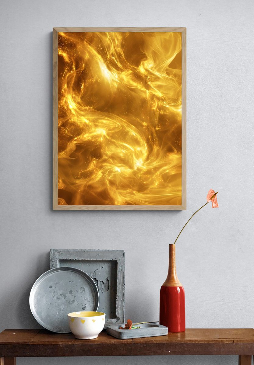 Golden Light Abstract Poster. — room view 3