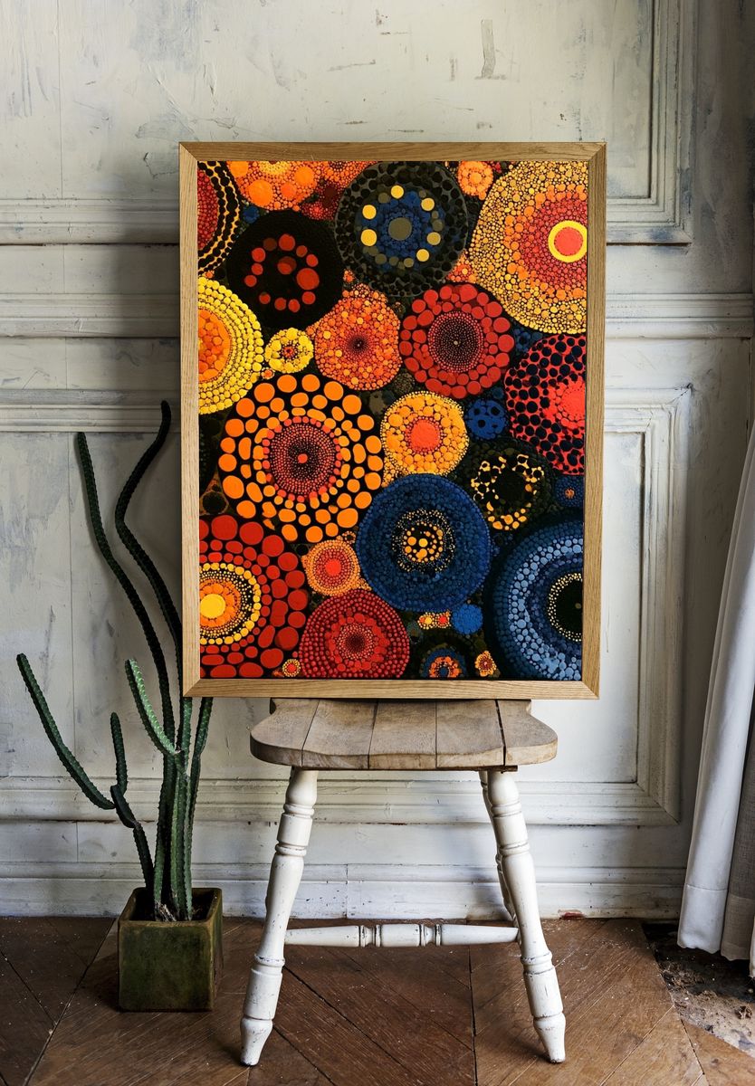 Colorful Dot Mandala Abstract Poster. room preview